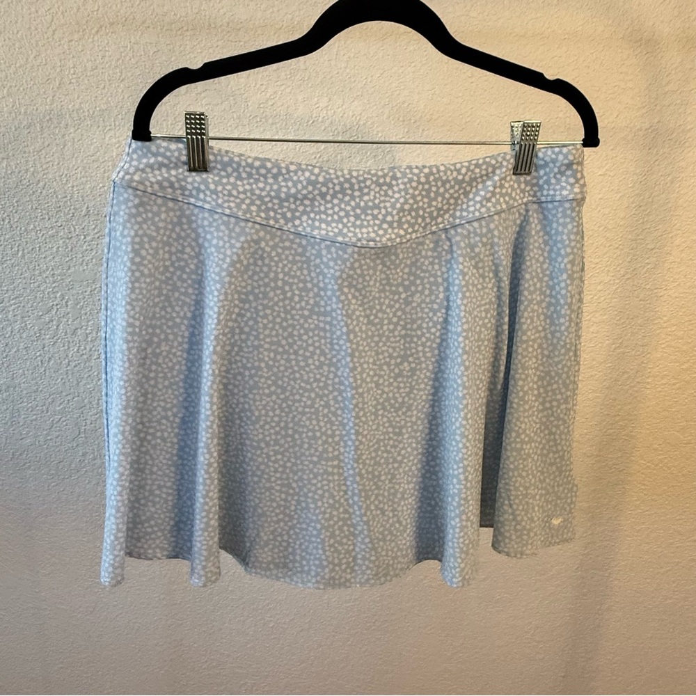 Bad Birdie Light Blue Exec Skirt with White Dots